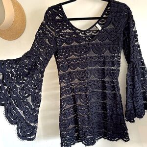 Black Lace Long Sleeve Top